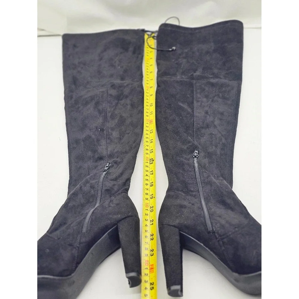Charlotte Russe Over the Knee Boots Women Size 8 Black t Faux Suede Heel